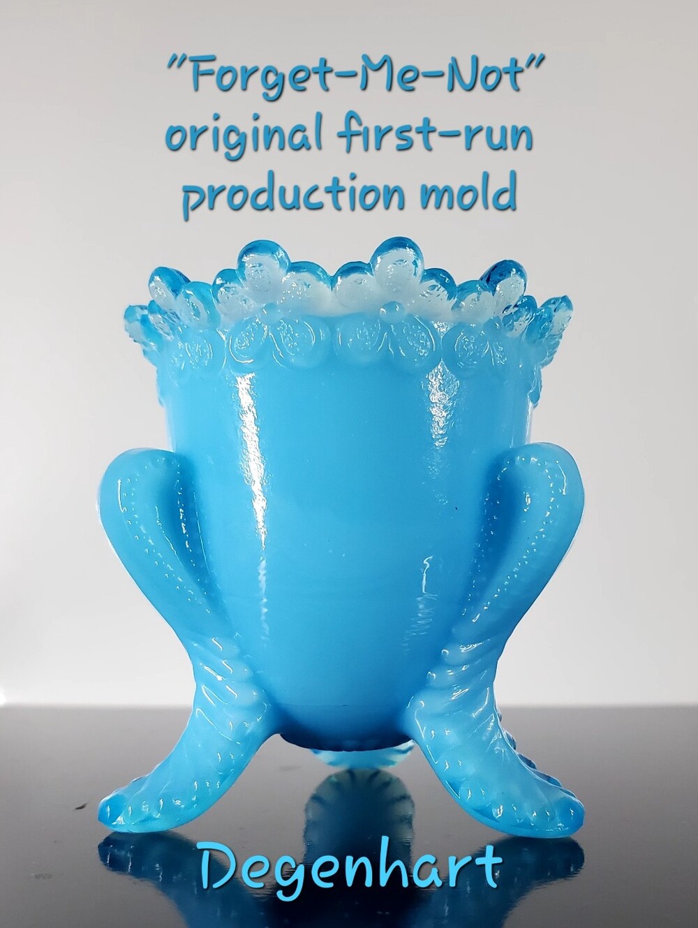 1st Run "Forget Me Not" Blue Fire / Wonder Blue Glass  Toothpick Holder